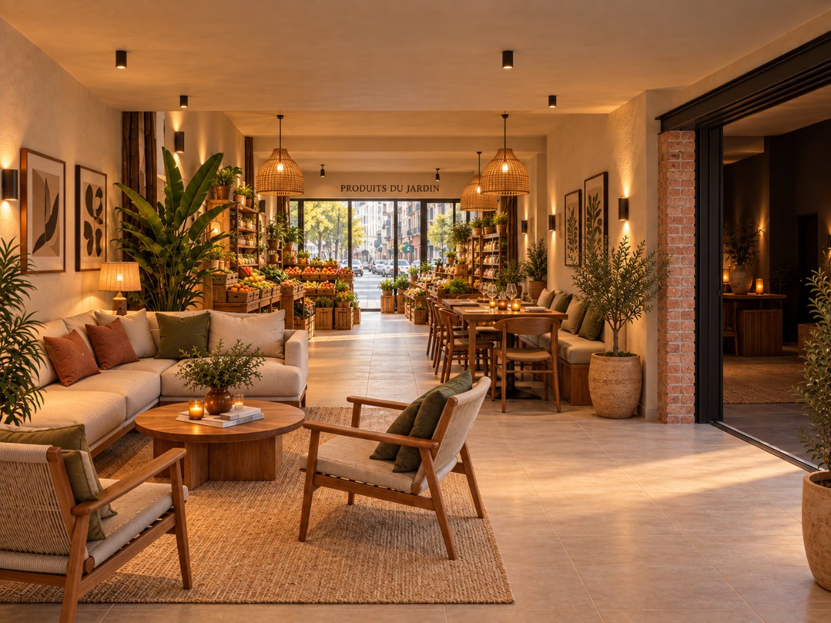 Le rez-de-chaussée, espace de vie & produits du jardin